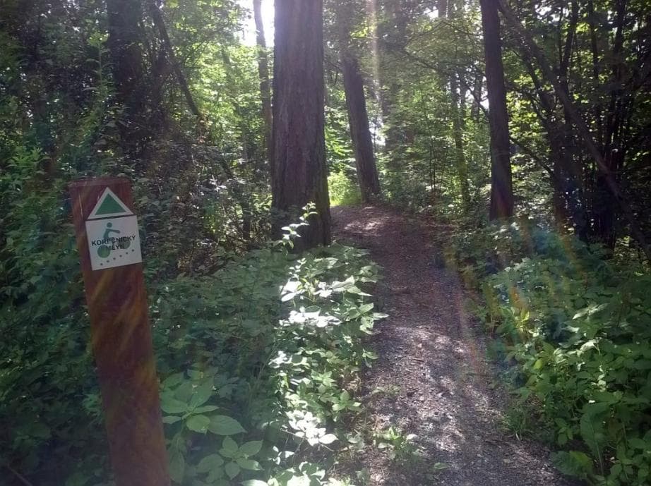 Začátek minitrailu ke Korečnickému mlýnu