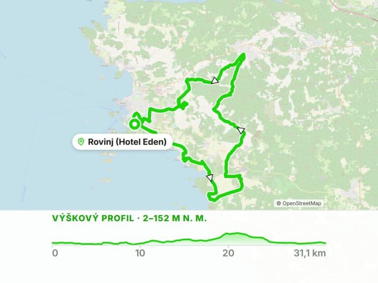 Z Rovinje k hradišti Monkodonja: okruh po lesních stezkách (32 km)
