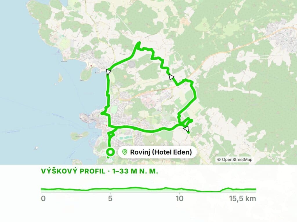 Kolem Rovinje po stezce Štrika-Ferata (16 km)