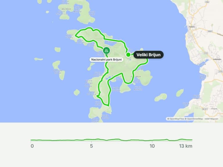 Okruh po ostrově Veliki Brijun (13 km)