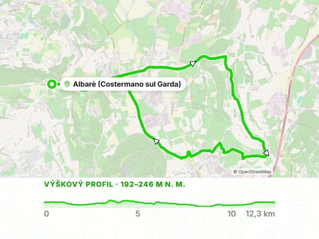 Albarè nad Gardou: krátký okruh k Monte Moscal