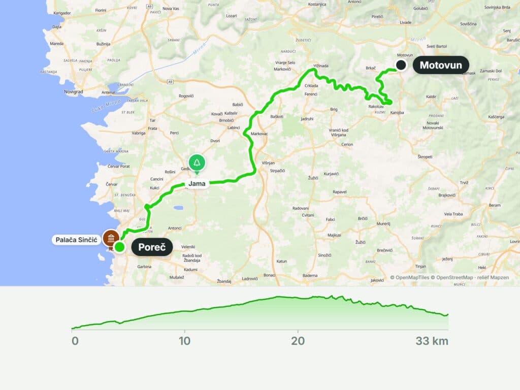 Parenzana na kole: z Poreče přes Vižinadu k Motovunu (33 km)